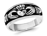 Ladies Antiqued Claddagh Ring in Sterling Silver